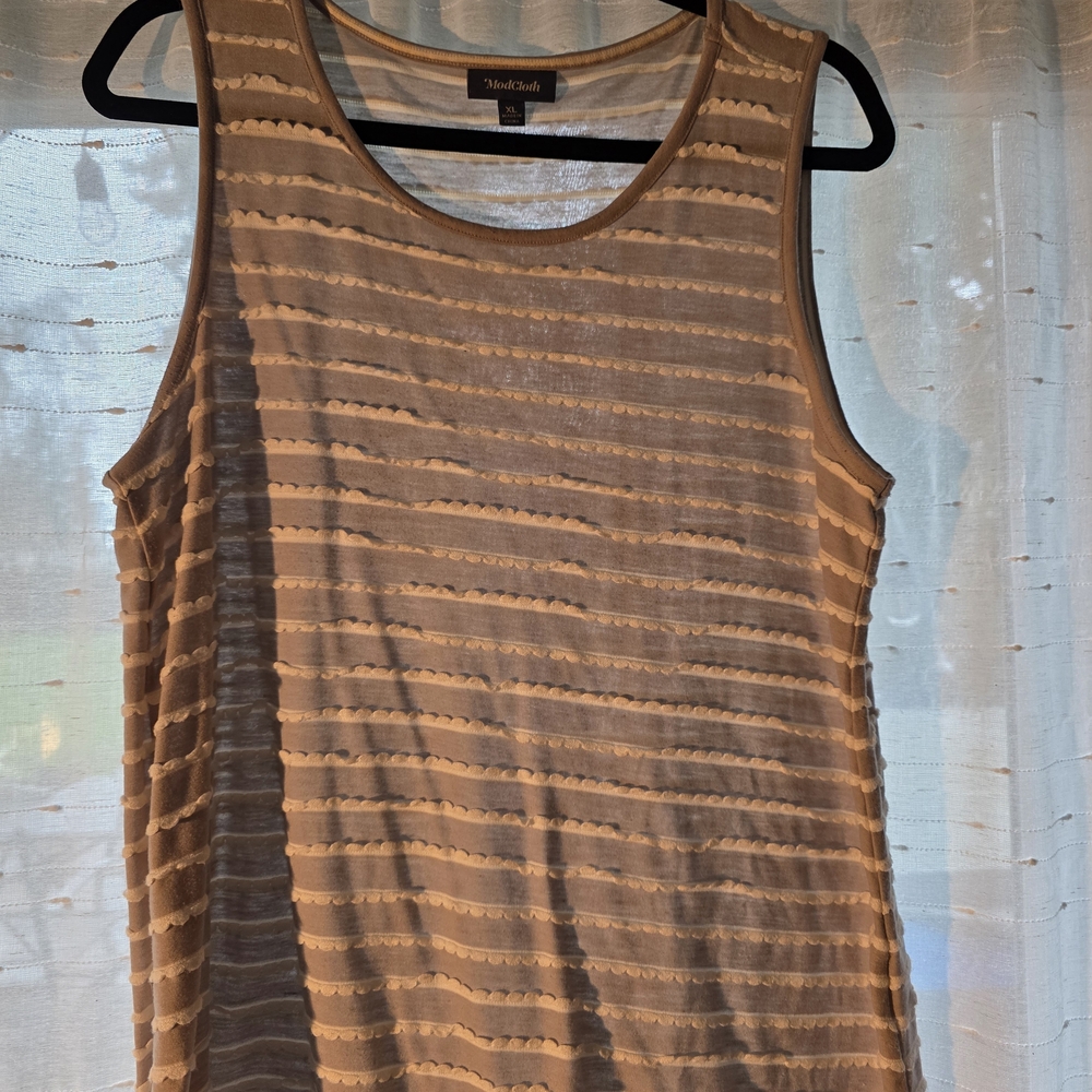 Modcloth Tan/Gray Striped Tank Top
